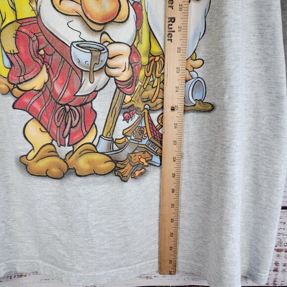 VTG Seven Dwarfs Sleep T Shirt Disney One Size "We're All Grumpy In the Morning" - Picture 2 of 10